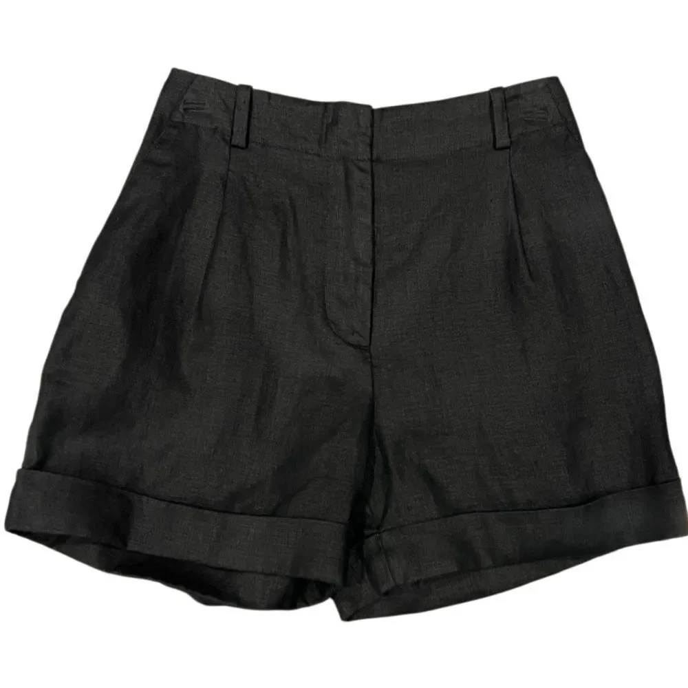 & Other Stories TAILORED LINEN SHORTS Black Size 2